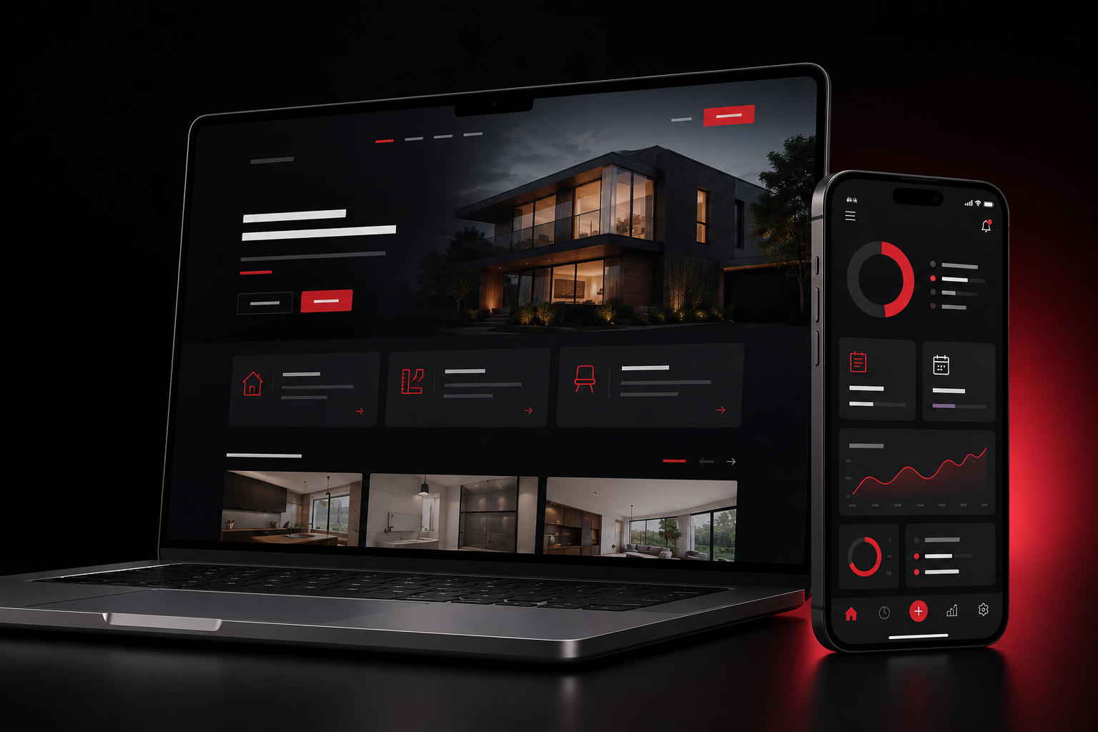 A professional small-business website and mobile app shown on a laptop and phone